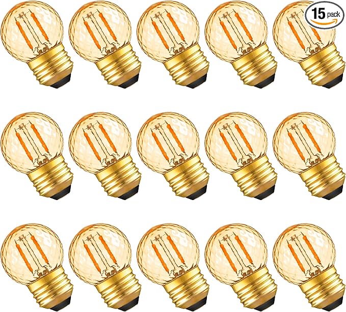 G40 LED Low Watt Light Bulbs Warm Glow E26 Amber 1W 10 Watt Light Bulb,Low Lumen Light Bulb Small Edison Short Decorative Dim Light Bulbs for Lamp,Bedroom,Warm White 2200K 100LM,Non Dimmable,15PACK