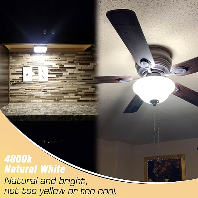 E17 Intermediate Base Light Bulb 6W (60W Halogen Equivalent) 4000K Natural White 700lm 120V LED Ceiling Fan Bulb for Appliance,Desk Lamp,Cabinet,Closet,Chandelier Lighting,Non-dimmable,5pack