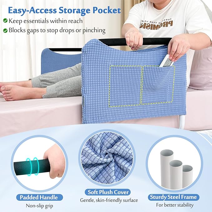 Mybow Double Bed Rail, U Bar for Medical Bedside Safety Assisting Rails, Railing Support for Elderly Adults Under Mattress Handrail, Hospital Dual Bed Rails for Seniors Twin Full Queen Adjustable Rail