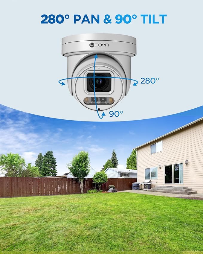 4COVR 16 Channel PoE PTZ Security Camera System, 12X 5MP IP PTZ Camera Two Way Audio, 280ｰ Pan 90ｰ Tilt 5X Optical Zoom, Smart Color Night Vision, Human Vehicle Detection, 4K NVR 4TB HDD, LY5XCP5M1612