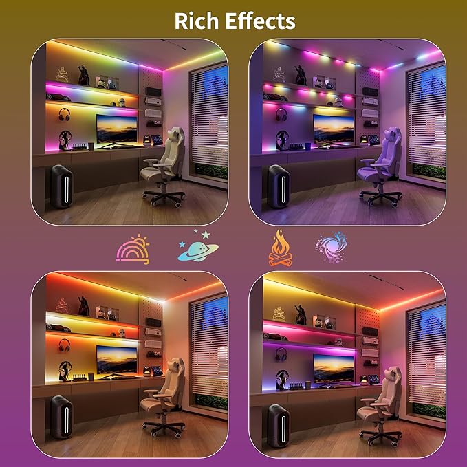 MIWISE RGB Smart COB LED Strip Light,Color Chasing Music Sync Smart IC LED Strip Lights,WS2811 Addressable Multiple Colors LED Tape Lighting Work with Alexa/Google,for Bedroom DIY Lighting Projects