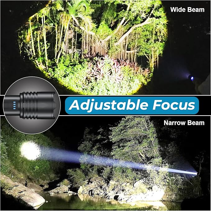 Alicegirl Rechargeable 99000 High Lumens LED Flashlights 2 Pack, Super Bright Flashlight with 3 Modes, IPX6 Waterproof, Powerful Handheld Flash Light for Home Camping Emergency (Black)