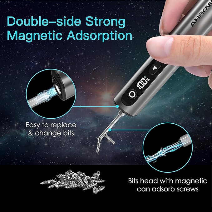 AM ARROWMAX 7.4V Mini Electric Screwdriver, Precision Electric Screwdriver Set, 60 in 1 Magnetic Bit, 5 Torque Settings, 5/32''Hex, Repair Tools For Phone Camera Laptop Watch (M1)
