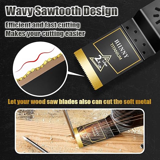 6PCS Titanium Oscillating Tool Blades, Professional Universal Titanium Oscillating Saw Blades Multitool Blades Kits for Metal Wood Plastics, Dewalt Milwaukee Ryobi Fein