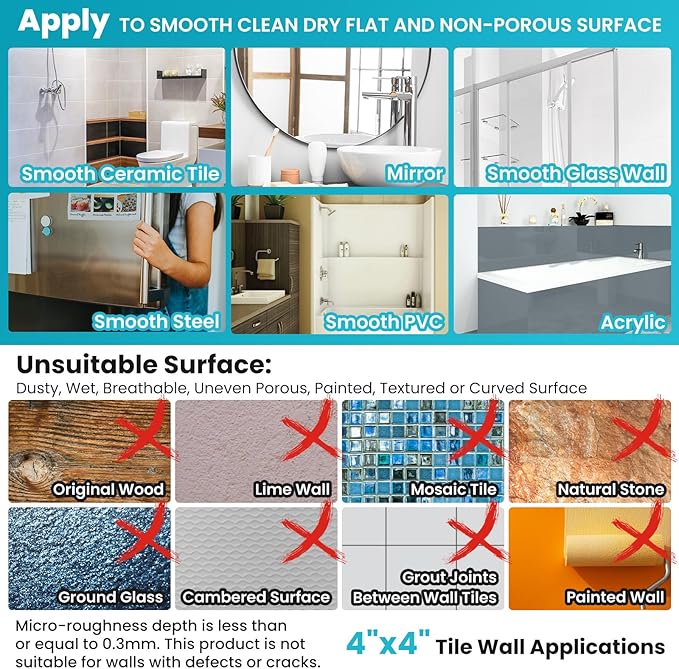 TAILI Shower Grab Bar Glow in The Dark, 2 Pack 16.8 in Grab Bars for Bathtubs and Showers,Shower Handles Shower Rails for Seniors and Elderly,Bathroom Safety Grip Removable No Drilling Waterproof Blue