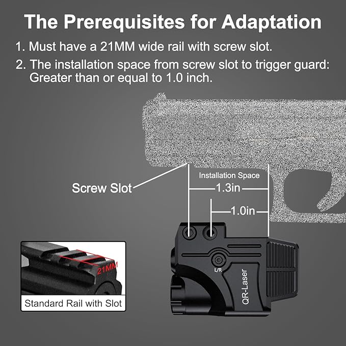 Red Green Purple Blue Laser Light Combo, 800 Lumens Tactical Flashlight Laser Sight, Built-in USB Rechargeable Battery, Adjustable Compact Tactical LED Light Laser Beams for Handguns with a Rail
