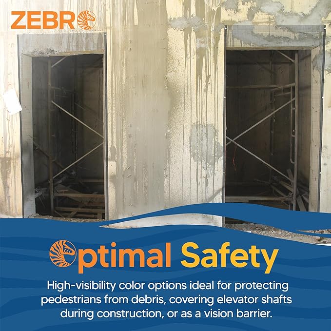 Fire Retardant Debris Safety Netting (8.6' x 150' - Black) - High Visibility Construction & Scaffolding & Railing & Elevator Netting for Enhanced Safety - Construction Fencing