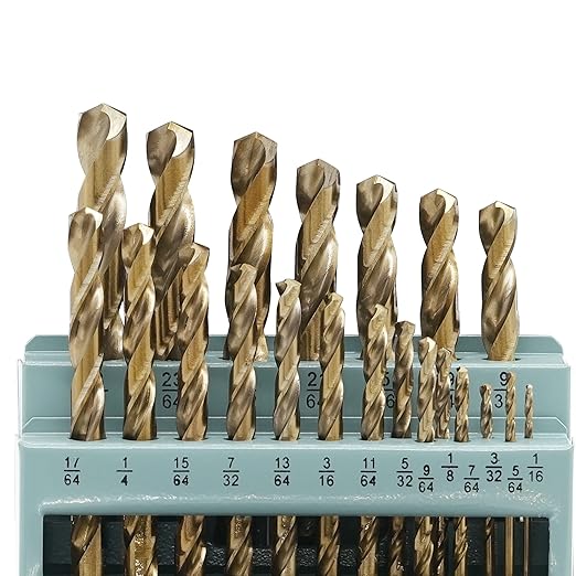21Pcs Cobalt Drill Bits Set, M35 HSS, 135 Degree Tip, Twist Jobber Length Drill Bit for Hardened Metal, Cast Iron, Stainless Steel, Plastic and Wood with Metal Indexed Storage Case 1/16"-3/8"
