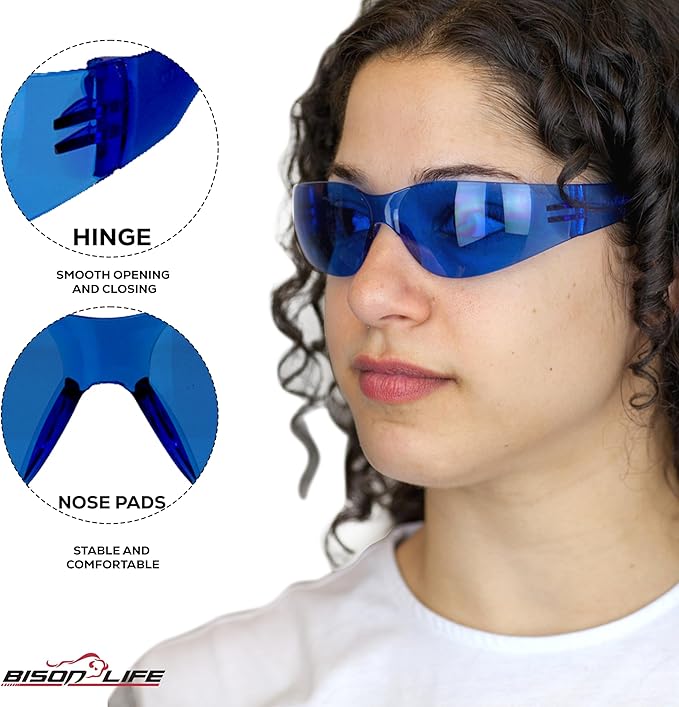 BISON LIFE Keystone Color Lens Safety Glasses | Anti Scratch | Impact Resistance | ANSI Z87.1 Standard | UV 400 Protection