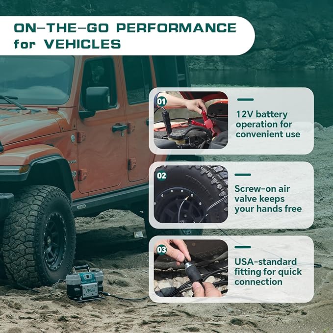 ‌Offroad Air Compressor 12V Tire Inflator, 150PSI with Auto Shut Off, Digital Display & Preset, 10.6CFM Fast Inflation for Offroad Vehicles, Trucks, SUVs, RVs, ATVs