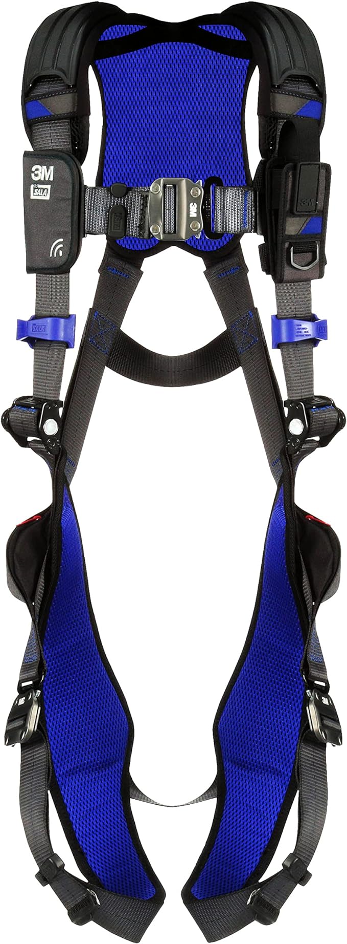 3M 1113007 DBI-SALA ExoFit NEX Vest Style Harness, Aluminum Back D-Ring, Locking Quick Connect Buckles, Large, Blue/Gray