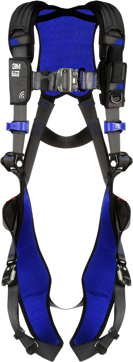 3M 1113007 DBI-SALA ExoFit NEX Vest Style Harness, Aluminum Back D-Ring, Locking Quick Connect Buckles, Large, Blue/Gray