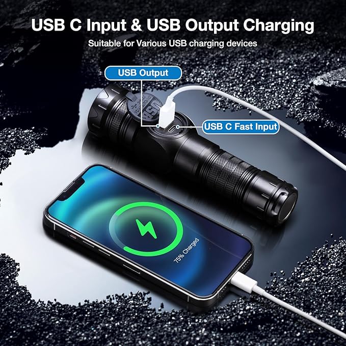 Rechargeable Flashlight High Lumens, Ewenele 990,000L High Lumens LED Flash Light, Zoomable Super Bright Handheld Flashlights with 9 Modes, Side Light, Magnetic Base, USB C, Waterproof for Emergencies