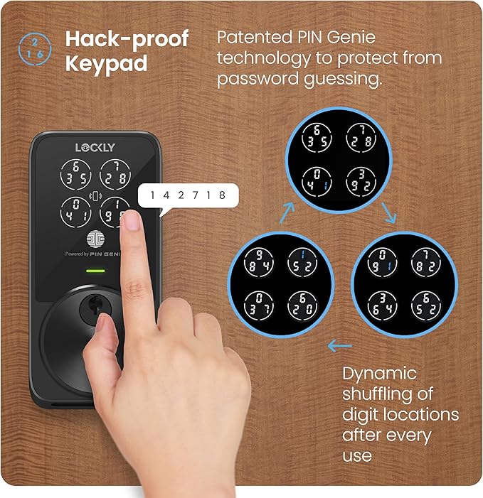 Lockly PIN Genie Pro Zeno Series Smart Lock, Keyless Entry Door Lock with Apple Home Key, Built-in Wi-Fi Keypad Deadbolt Locks for Front Door, App Remote Control, IP65 Weatherproof, Easy Installation