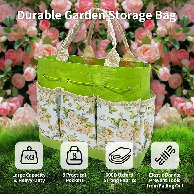 20-Piece Gardening Tools with Fashion and Durable Garden Tools Storage Bag - Heavy Duty Garden Hand Tools Stainless Steel Ergonomic Rust-Proof Garden Tool Set - Ideal Gardening Gifts for Women