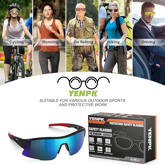 12 Pack Safety Glasses, ANSI Z87.1 Safety Glasses with UV Protection, Impact Resistant Tinted Safety Goggles