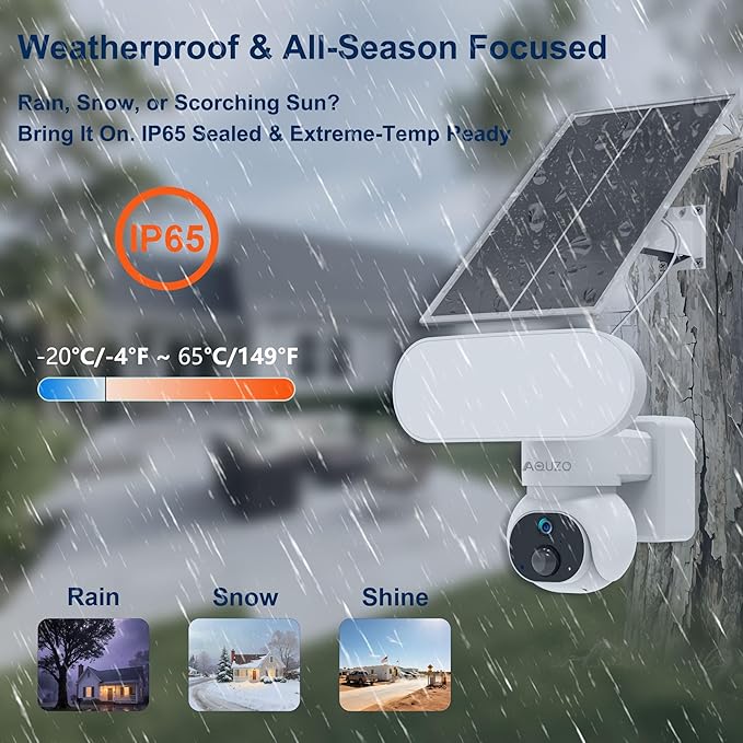 Solar Wireless Outdoor Security Camera Built-in 1500LM Flood Light - 2K HD PTZ with 360° View, Color Night Vision, Human Motion Sensor, 2-Way Audio, Weatherproof, 64GB Local Recording, No Monthly Fees