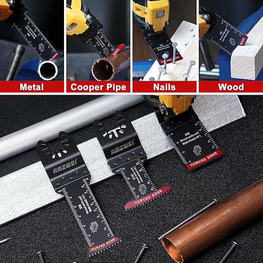 30 Pcs Bi-Metal Oscillating Saw Blades, Professional Curved Edge Multitool Blades for Wood with Nails, Metal, Wood, Oscillating Tool Blades Compatible with Dewalt Milwaukee Bosch Ryobi