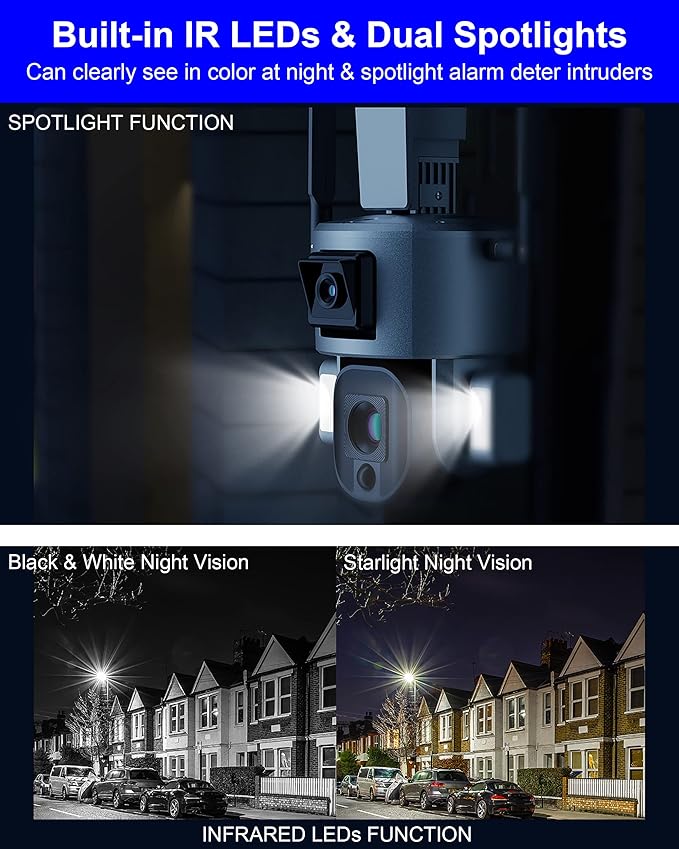 Sky Tower 4MP UHD 4G/5G LTE Cellular Wireless Dual Cameras Solar Panel Waterproof Two-Way Talk Outdoor Surveillance Cameras, Amazon Cloud Storage & Free Data & 64G Micro SD (4MP Digital 20X Zoom)