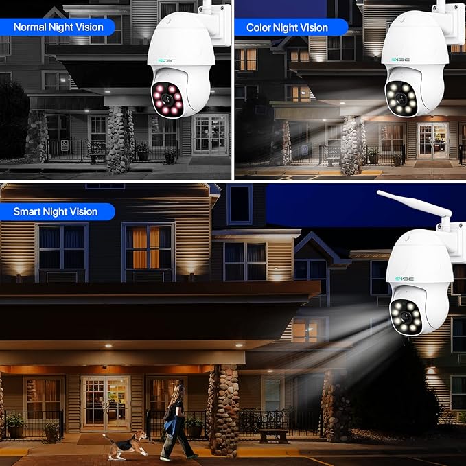 SV3C 4K Security IP Camera Outdoor, 8MP PTZ Pan Tilt Dual Band 2.4G 5G WiFi Cameras with Auto Track, Floodlight Color Night Vision, Human Detect, Onvif, RTSP Browser, 2-Way Audio, FTP, SD Card Record