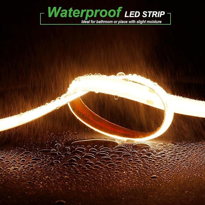 JOYLIT 24V COB CCT LED Strip Light Waterproof 16.4FT/5M 640LEDs/M 2700K-6000K, UL Listed PRO CRI 92+ LED Tape 10000lm Super Bright 90W Dimmable Warm White to Cool White Tunable Light Strip