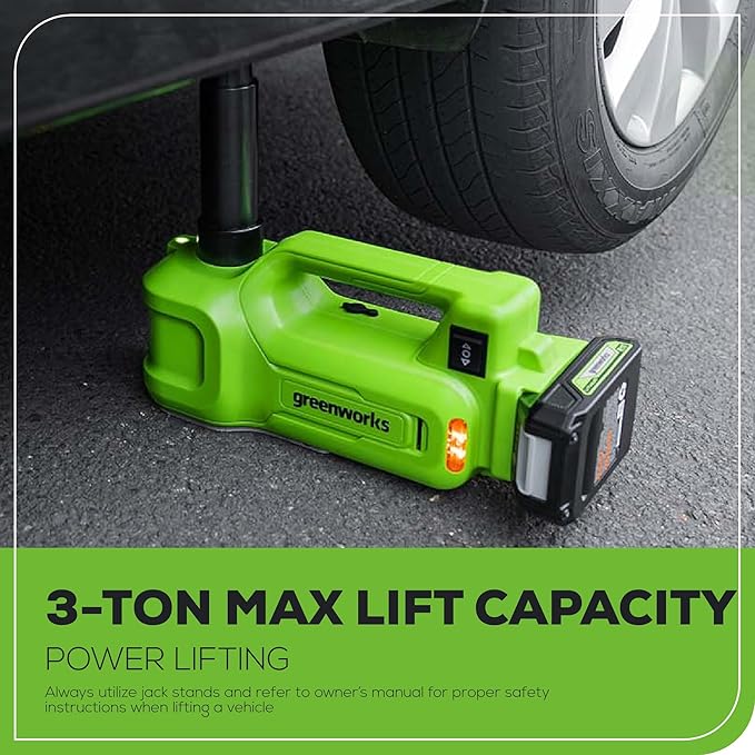 Greenworks 24V Brushless 2 pcs Cordless Power Tool Combo Kit, include Impact Wrench, Car Jack, Include 1 x 4Ah Batteries, 1 x 2Ah Batteries and 1 Charger