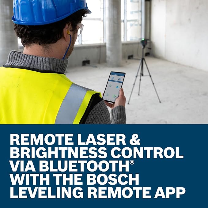 BOSCH GLL330-42CGL 12V Max 360⁰ Bluetooth Connected Green-Beam Three-Plane Laser Kit - Includes 12V Battery, Charger, Mount, Clip, Target Plate, Case