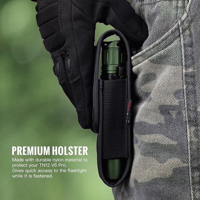 ThruNite TN12 V6 Pro Tactical LED Flashlight, High 1705 Lumens Dual Switch, USB-C Rechargeable Flashlight Compact for EDC, Law Enforcement, and Outdoor Use (Green)