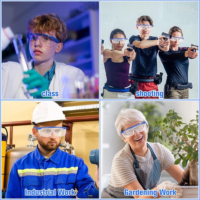 Kigeli 20 Pairs Safety Goggles over Glasses Lab Goggles Anti Fog Scratch Adult Protective Eyewear for Classroom Work