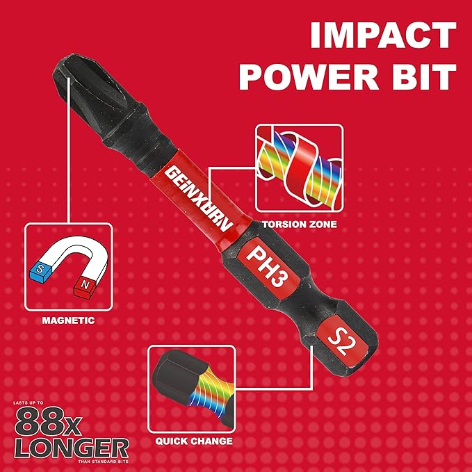 Anti-slip Hex Impact Tough Magnetic Screwdriver Bits Set 2 in. PH1/PH2/PH3 Insert Driver Bits,10Pack 1/4 Inch Hex Shank Phillips Cross Screwdriver Bits Set