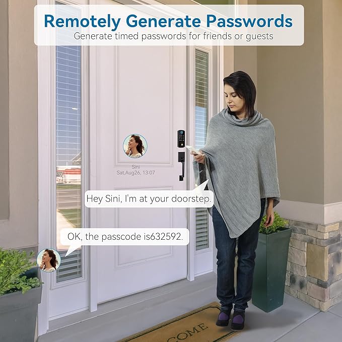 Keyless Entry Door Deadbolt with Handle Set, BEBASIA Fingerprint APP Smart Door Lock, Digital Keypad Bluetooth Deadbolt Lockset with Auto Lock Code Fob Aged Bronze