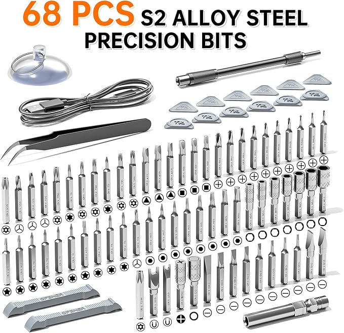 Electric Screwdriver Set, Precision Screwdriver Set, Magnetic Drill Bit, Magnetic Storage, Mini Precision Electric Screwdriver Repair Kit for PC RC Electronics