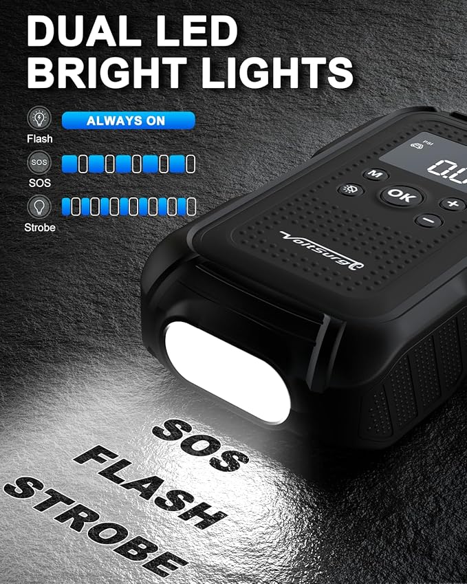 7000A Jump Starter with Air Compressor (All Gas/10.0L Diesel), 12V Jumper Starter Pack with 150PSI Auto Tire Inflator, Car Battery Jump Box Portable with LCD Display & LED Light