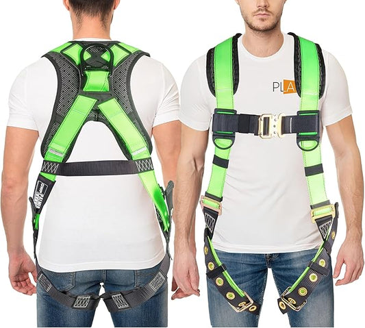 Palmer Safety Full Body Harness with 5 Point Adjustment, Dorsal D-ring, Grommet Legs, Two Side D Rings, and Fall Indicators