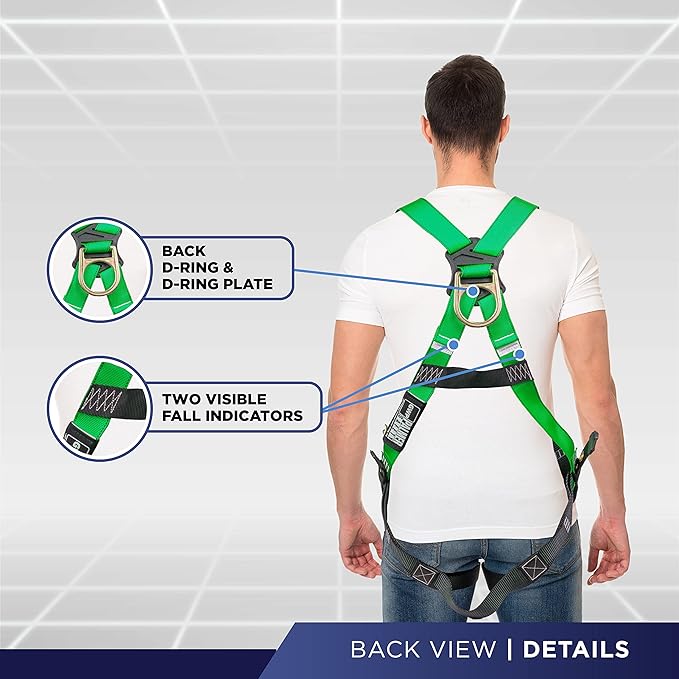Palmer Safety Construction Harness 5 Point Adjustment, Back D-Ring, Grommet Legs, Multiple Styles I OSHA ANSI Compliant