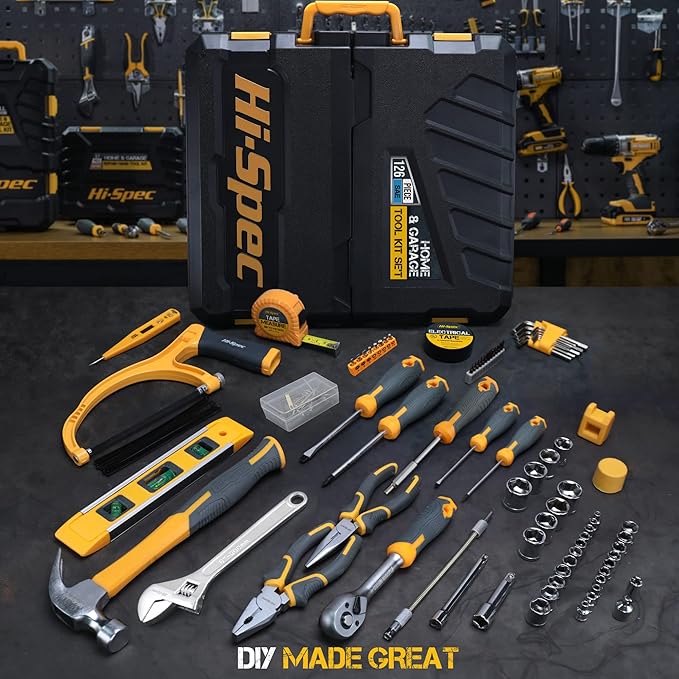 Hi-Spec 126 pc Socket Wrench Auto Repait Tool Kit Set, Full Tool Sets for Men, Ideal Kit for Home & Professional Use
