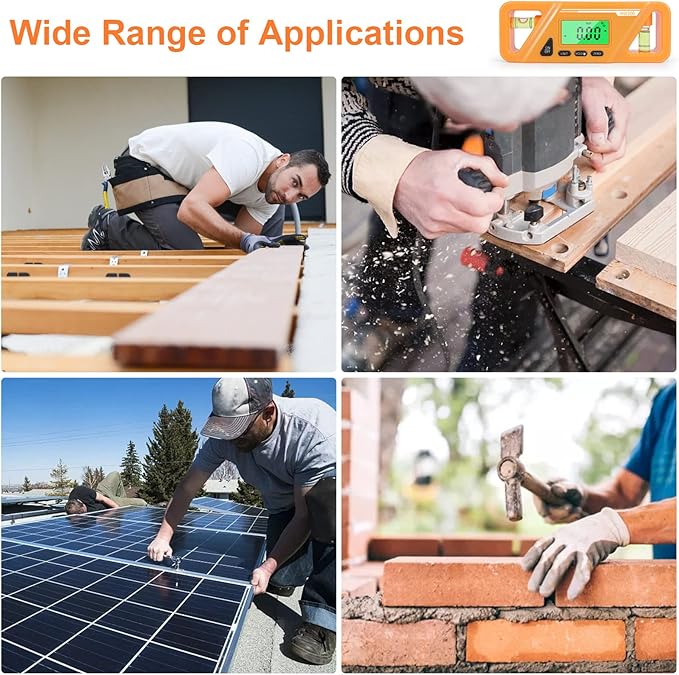 Digital Torpedo Level and Protractor, Magnetic Angle Meter, Electronic Bubble Inclinometer, Absolute and Relative Measurement, Angle & Slope Conversion for Woodworking Home Drainage Leveling