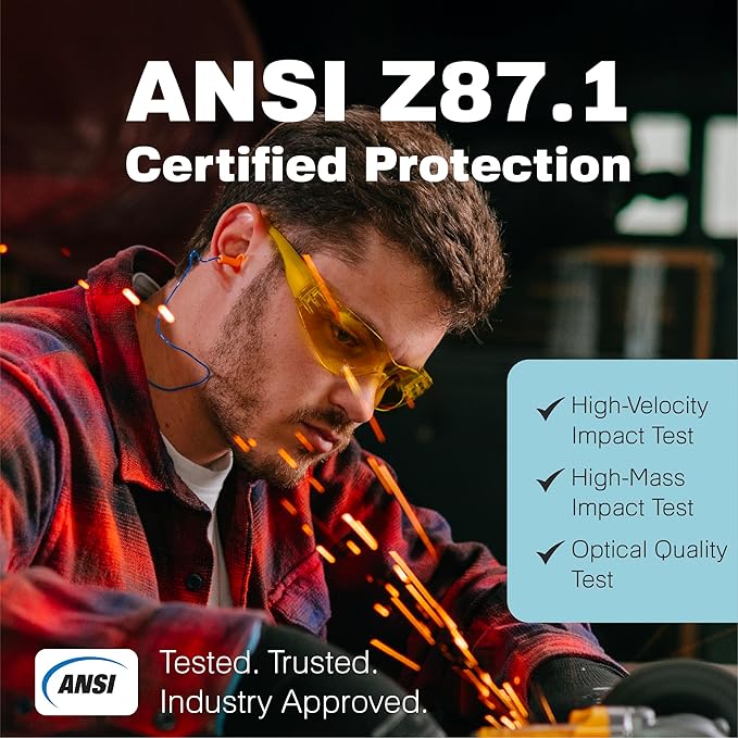 Raxwell Clear Safety Glasses, ANSI Z87.1, Wraparound, Anti-Scratch, Impact-Resistant, Eye Protection for Work & DIY