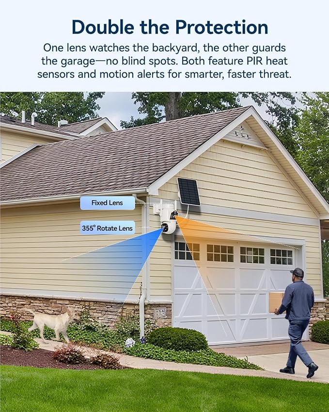 Solar Camera Outdoor Wireless System, 4MP+ 4MP Dual Lens Solar Powered Camera for Home Security with 12'' Monitor 16CH NVR, 360° PTZ, 2.4G/5G WiFi, Human Detection, Color Night Vision, 500G HDD