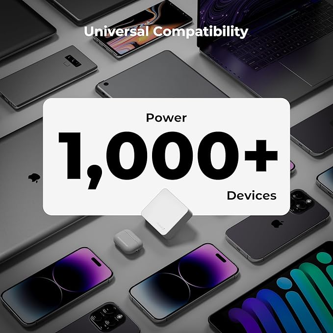 Nekmit Flat USB Wall Charger, 65W GaN Fast Charging USB C Charger Block, Dual USB Ports Wall Plug Power Adapter for iPhone 15 Pro Max/iPad Pro and More, White