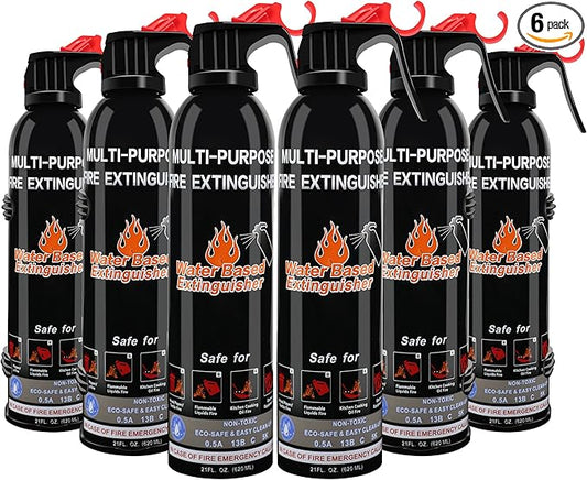 Fire Extinguisher for Home, 6 Pack Vehicle Fire Extinguishers with Mount, Portable Fire Extinguisher Effective on A, B, C, K Fires, Water-Based Extinguisher for Car Boat Office Truck Kitchen Garage RV