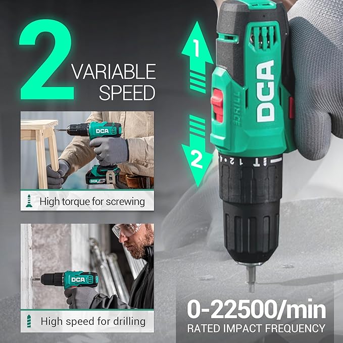 20V Cordless Hammer Drill Set, 354 In-lbs Torque, 1/2" Keyless Chuck, 22500 IPM, 2 Variable Speeds, 18+1+1 Position, Power Impact drill with 14 Drill/Driver Bits for Brick, Metal, Wood ADJZ2035i13