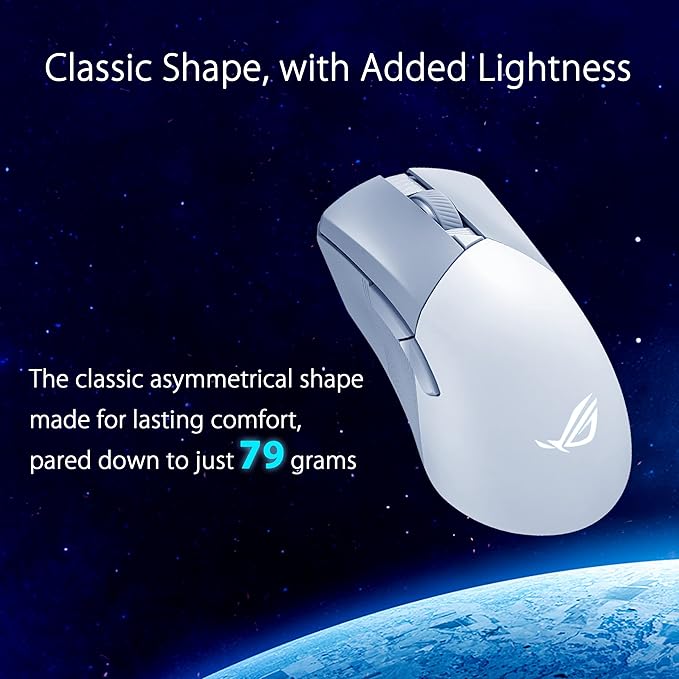 ASUS ROG Gladius III Wireless Aimpoint Gaming Mouse – Right-Handed Ergonomic, 79g, Tri-Mode Connectivity, 36K DPI, up to 119Hr Battery, Hot-Swappable Switches, PC/Mac Support - White