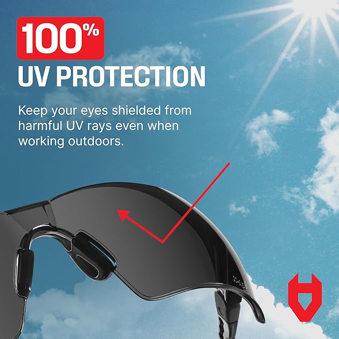 NoCry Anti-Fog Safety Sunglasses for Men with Scratch Resistant Lenses — Tinted Safety Glasses for Construction with 100% UV Protection — ANSI Z87.1 Work Sunglasses with Adjustable Temples & Nose Pad