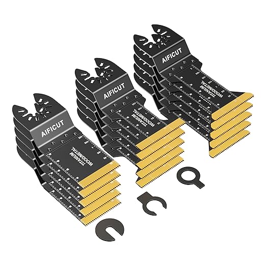 15PCS Titanium Oscillating Saw Blades,Universal Multitool Blades for Metal Nails Hard Material and Wood Plastic,Multi Tool Blades Kits Fit Dewalt Bosch Milwaukee Ryobi