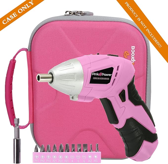 Aproca Tool Case Compatible with Hi-Spec 27pc Power Screwdriver Set, Portable Storage Bag for Cordless and Accessories - Pink (Case Only)