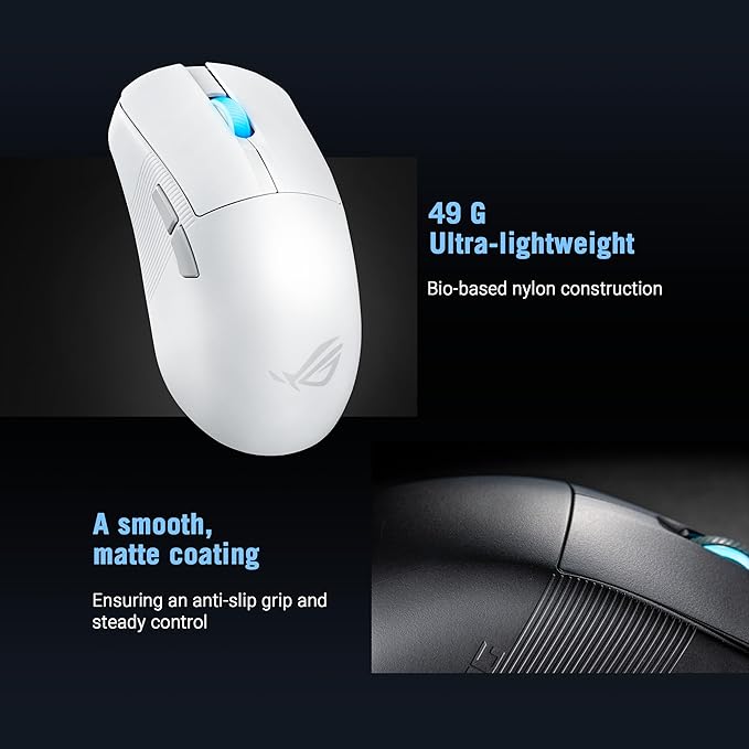 ASUS ROG Harpe Ace Mini Wireless Gaming Mouse – Small Compact Design, 49g Lightweight, 36K DPI AimPoint Sensor, Esports & FPS Gaming, Pro-Approved, White