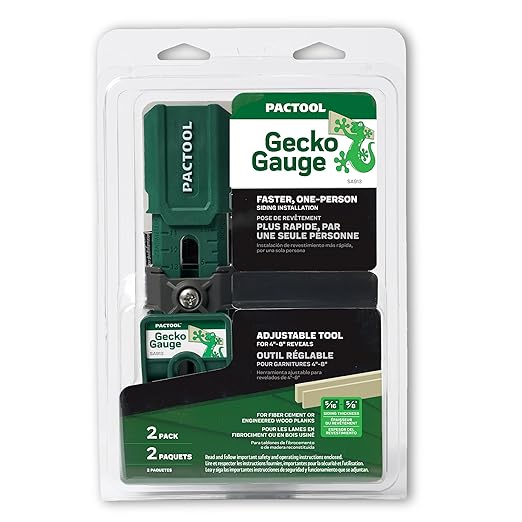 Pactool Universal Gecko Gauge Siding Tool – One-Person Installation for Hardie® Fiber Cement & LP® SmartSide® Engineered Wood, Durable Grip, Heavy-Duty Support for 12’ & 16’ Planks