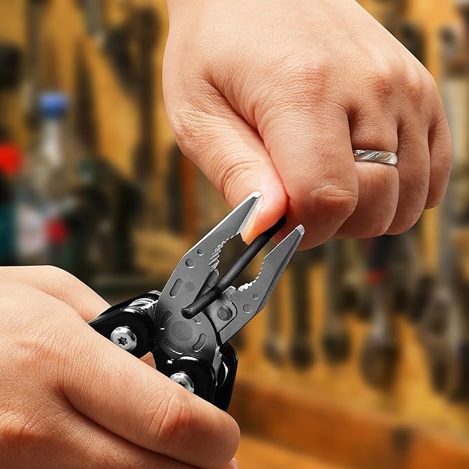 RoverTac Multitool Pliers Pocket Knife, 14 in 1 Multi Tool Knife Pliers Saw Bottle Opener Safety Lock Nylon Sheath, Camping Hiking Gear Multitool for Camping Survival Hiking DIY, Gifts for Men Dad