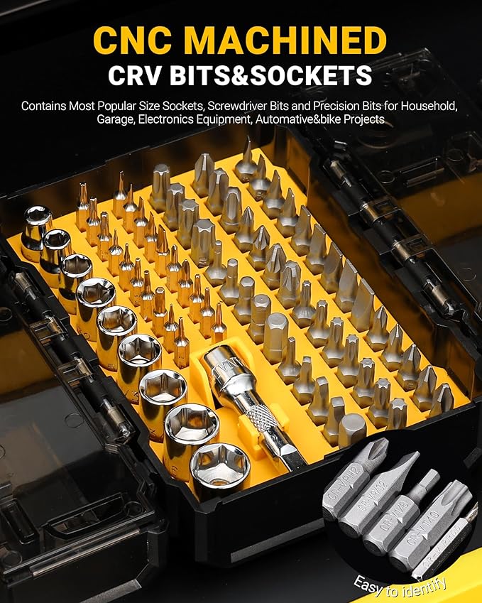 78 PCS Ratcheting Screwdriver Set Ratchet Wrench Socket Set, with Magnetic Precision Screwdriver Set, Portable, Repair Tool Kits, Double-Layer Design for Computer/Bike/Car/Electronics